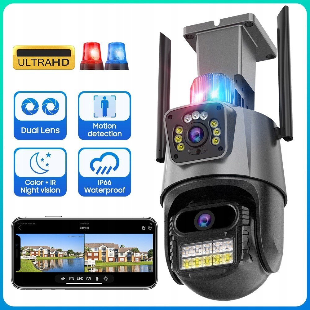 6MP Dual Ultra Hd Wifi Ptz kamera náhled na telefon 2 objektivy 2024