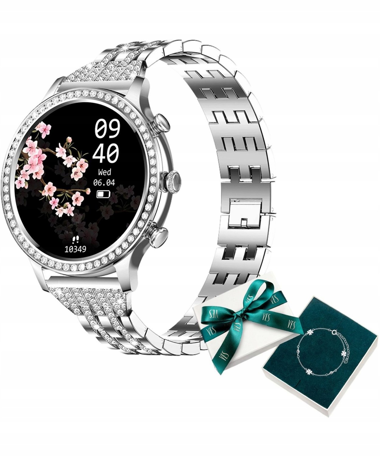 Dámské chytré hodinky Manta Diamond Lusso Silver Set