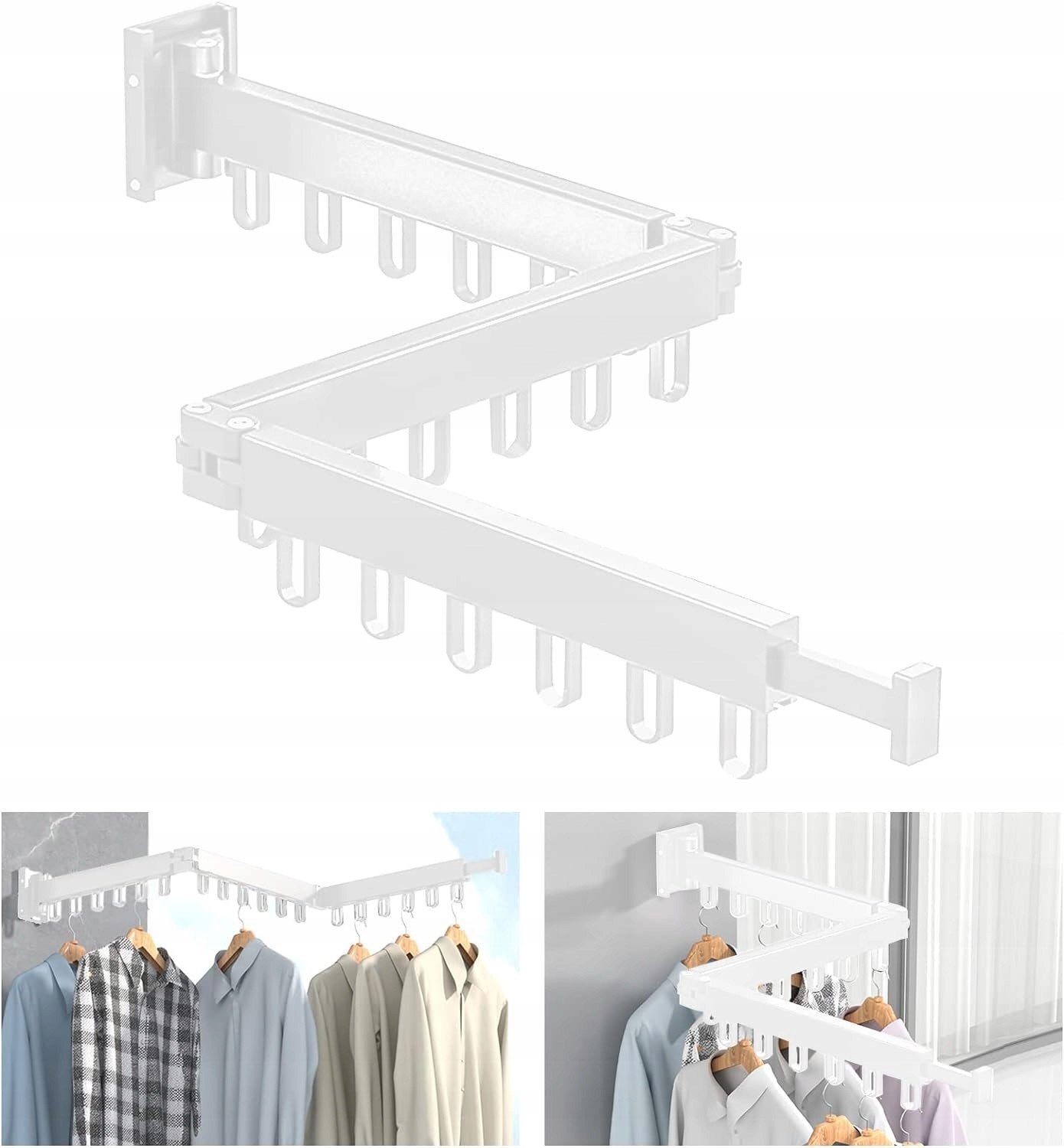 Sušák Na Prádlo Nástěnný Teleskopický Skládací 3 Složené Sekce