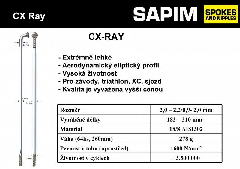 Dráty Sapim CX-Ray, černé Varianta: 254 mm