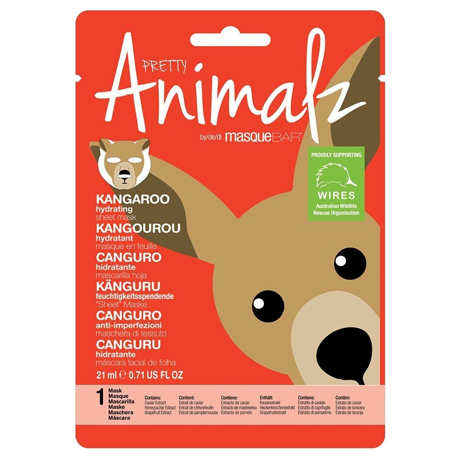 masqueBAR Animalz Kangaroo Sheet Mask Maska Na Obličej 21 ml