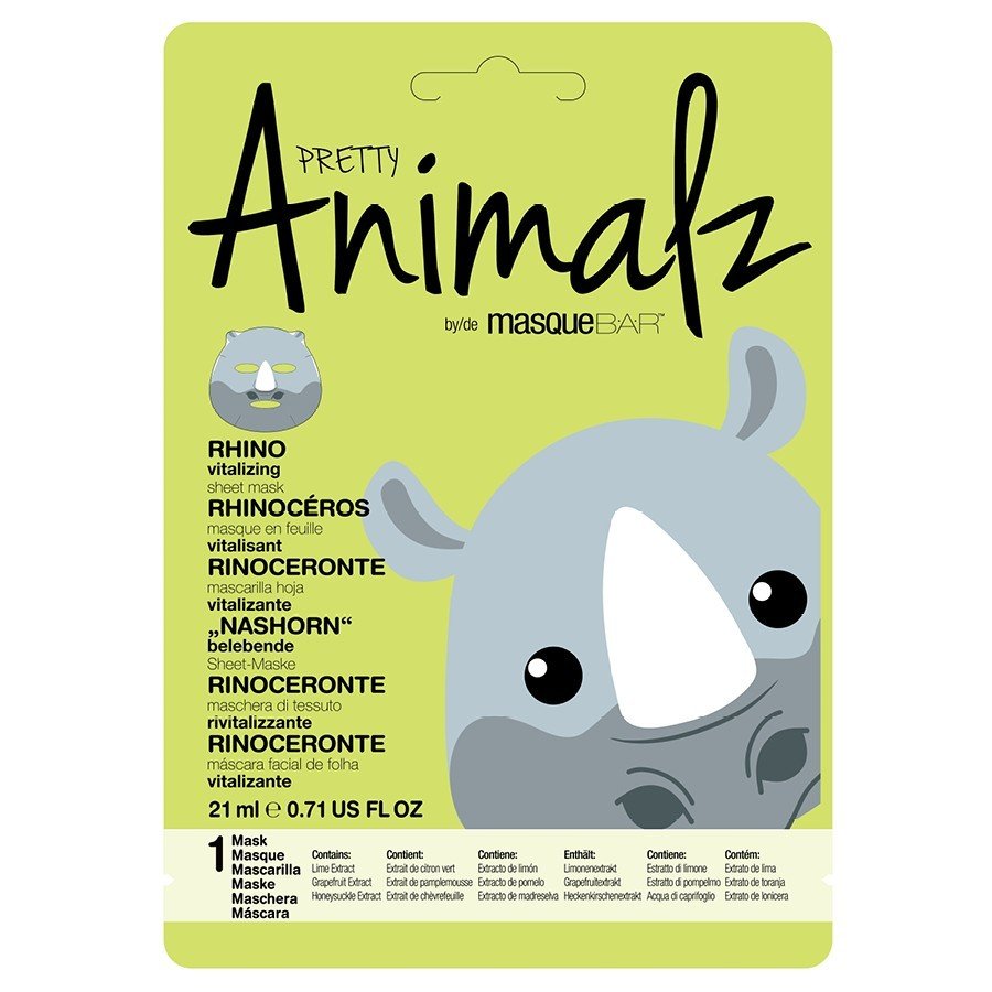 masqueBAR Animalz Rhino Sheet Mask Maska Na Obličej 21 ml