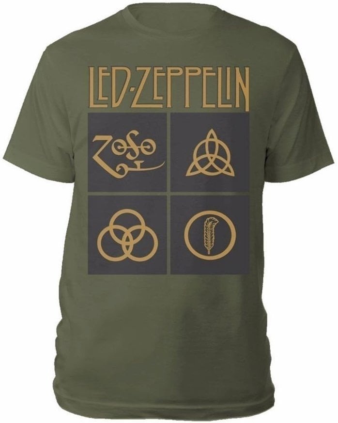 Led Zeppelin Tričko Symbols & Squares Green XL