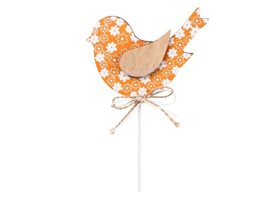 MFP 2221719 Zápich dřevo ptáček 31x11cm oranžová
