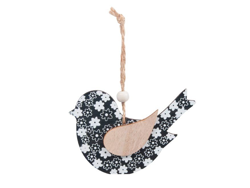 MFP 2221725 Záves dřevo ptáček 17x10cm/2ks černý