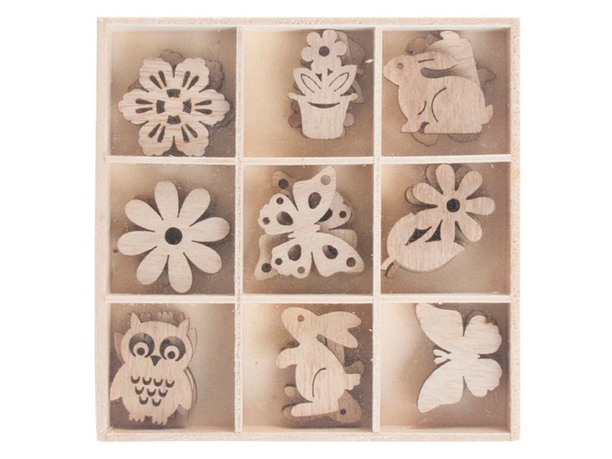 MFP 2221735 Dekorace dřevo 3cm/27ks mix motivů