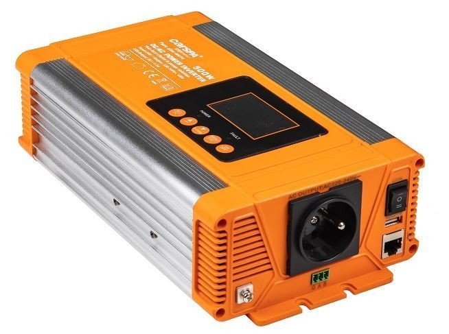 Měnič napětí 12V/230V 500W, CARSPA PX500, čistá sinus.D.O.drátové