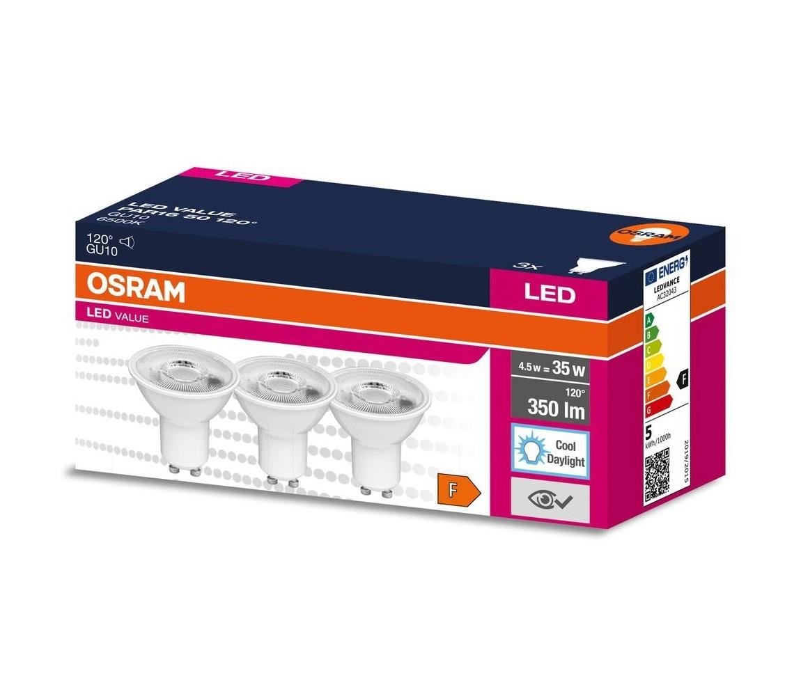 Osram SADA 3x LED Žárovka PAR16 GU10/4,5W/230V 6500K 120° - Osram