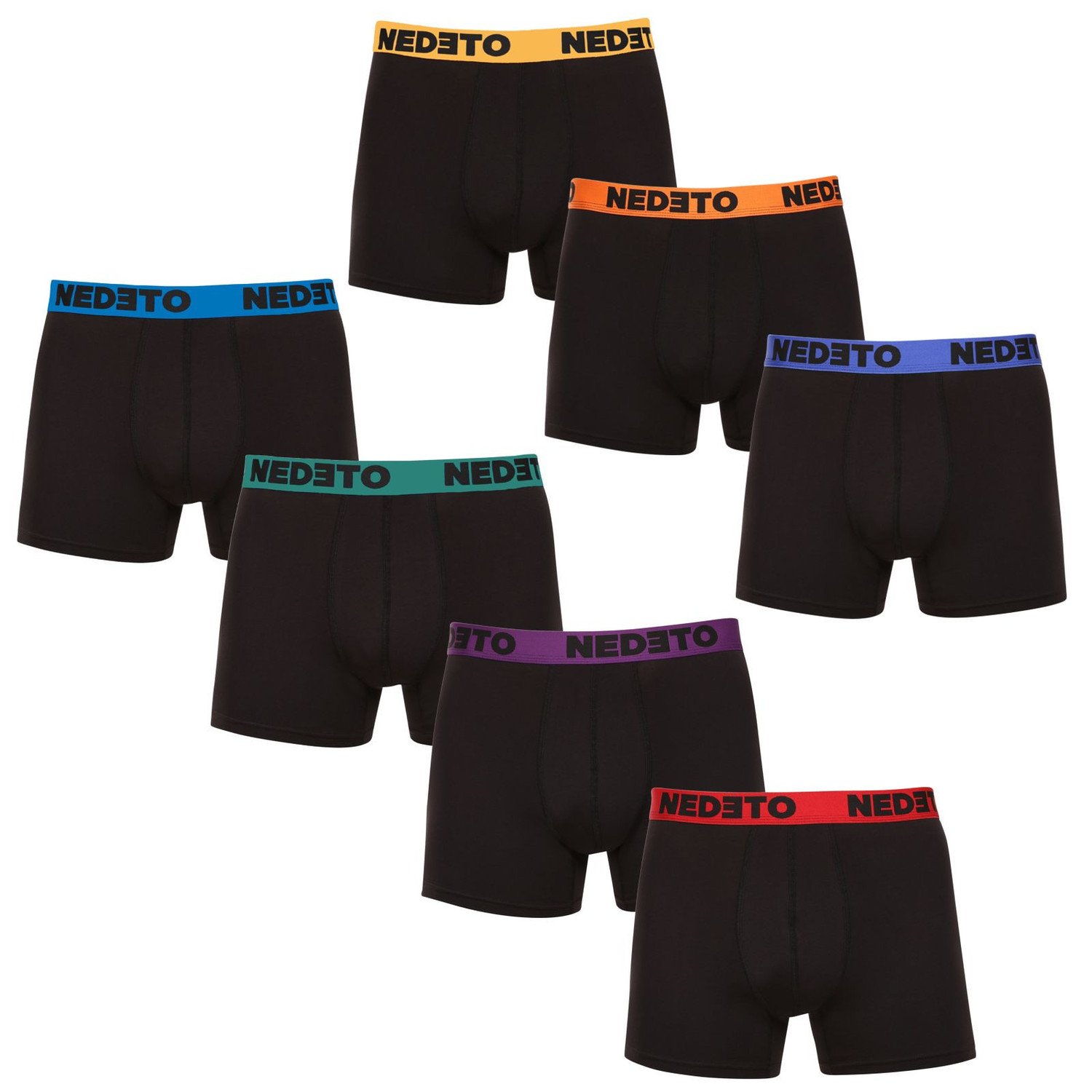 7PACK pánské boxerky Nedeto černé (7NB002b) XL