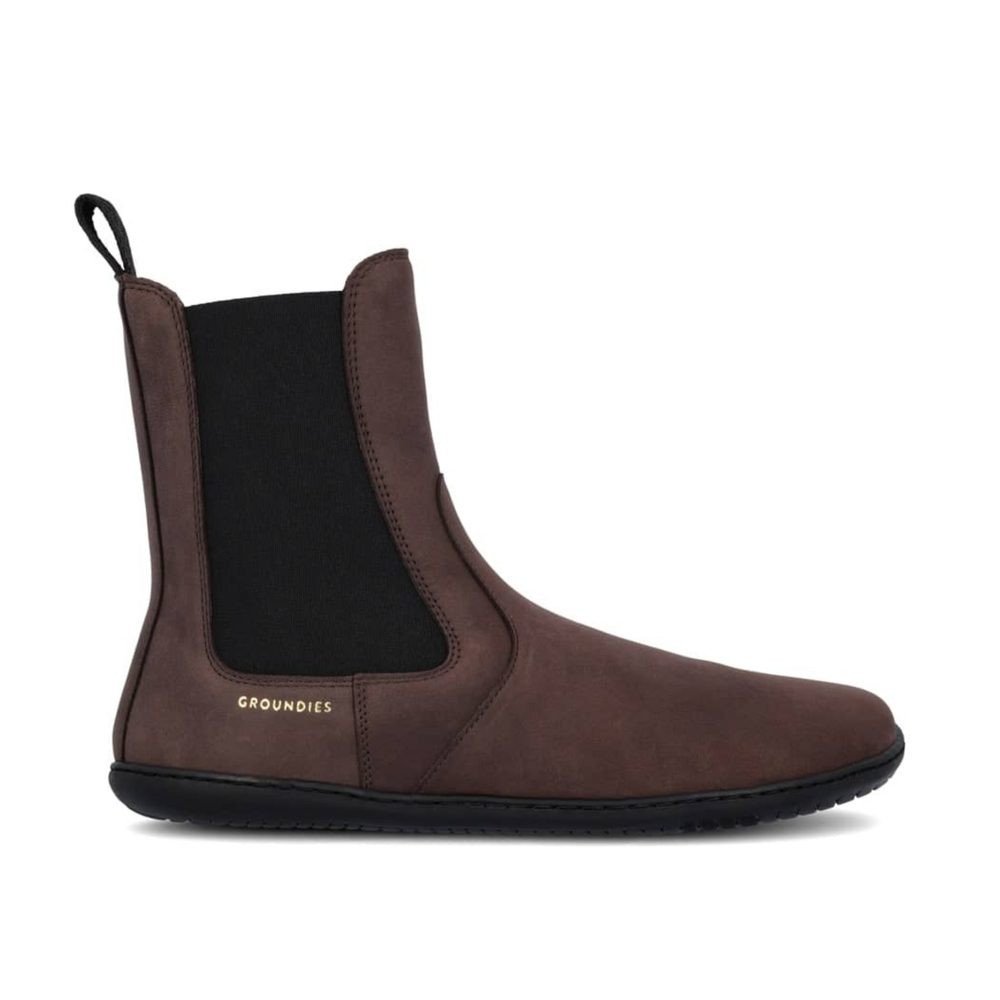 GROUNDIES CAMDEN Dark Brown Barefoot+| Chelsea zateplené barefoot boty - 37