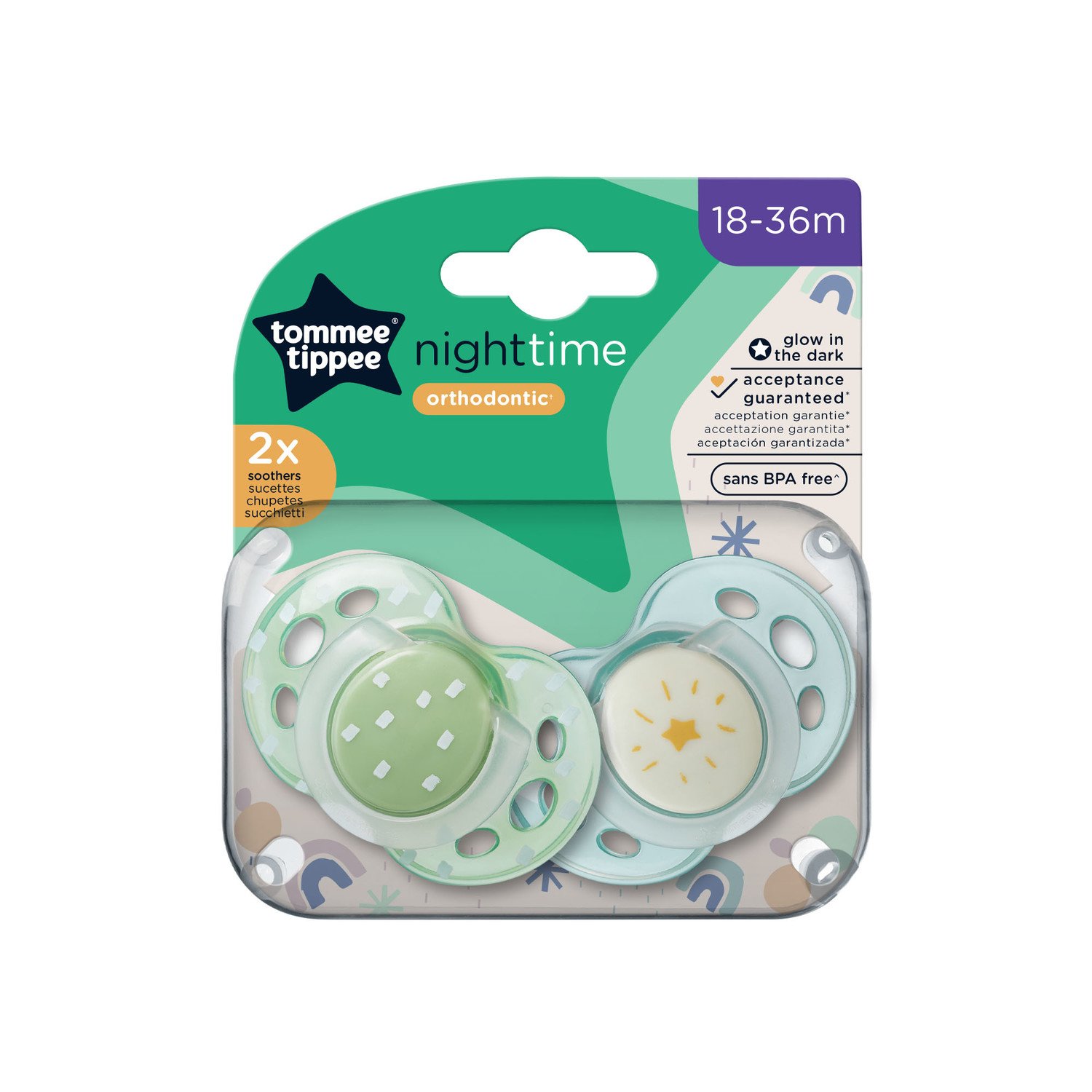 Tommee Tippee CTN Dudlík silikon Night, 18-36m, více barevných variant