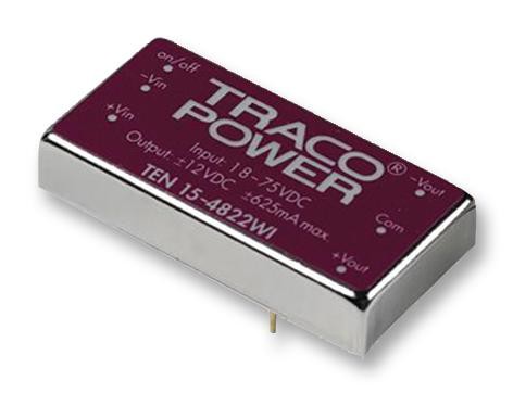 Traco Power Ten 15-4823Wi Converter, Dc/dc, 15W, +/-15V/0.5A