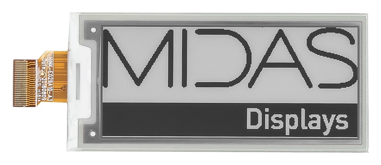 Midas Displays Mde029A128296Bw E-Paper Display, 128 X 296 Pixels, 2.9