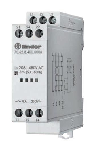 Finder 706284000000 Phase Monitoring Relay, Dpdt, 400V, Panl