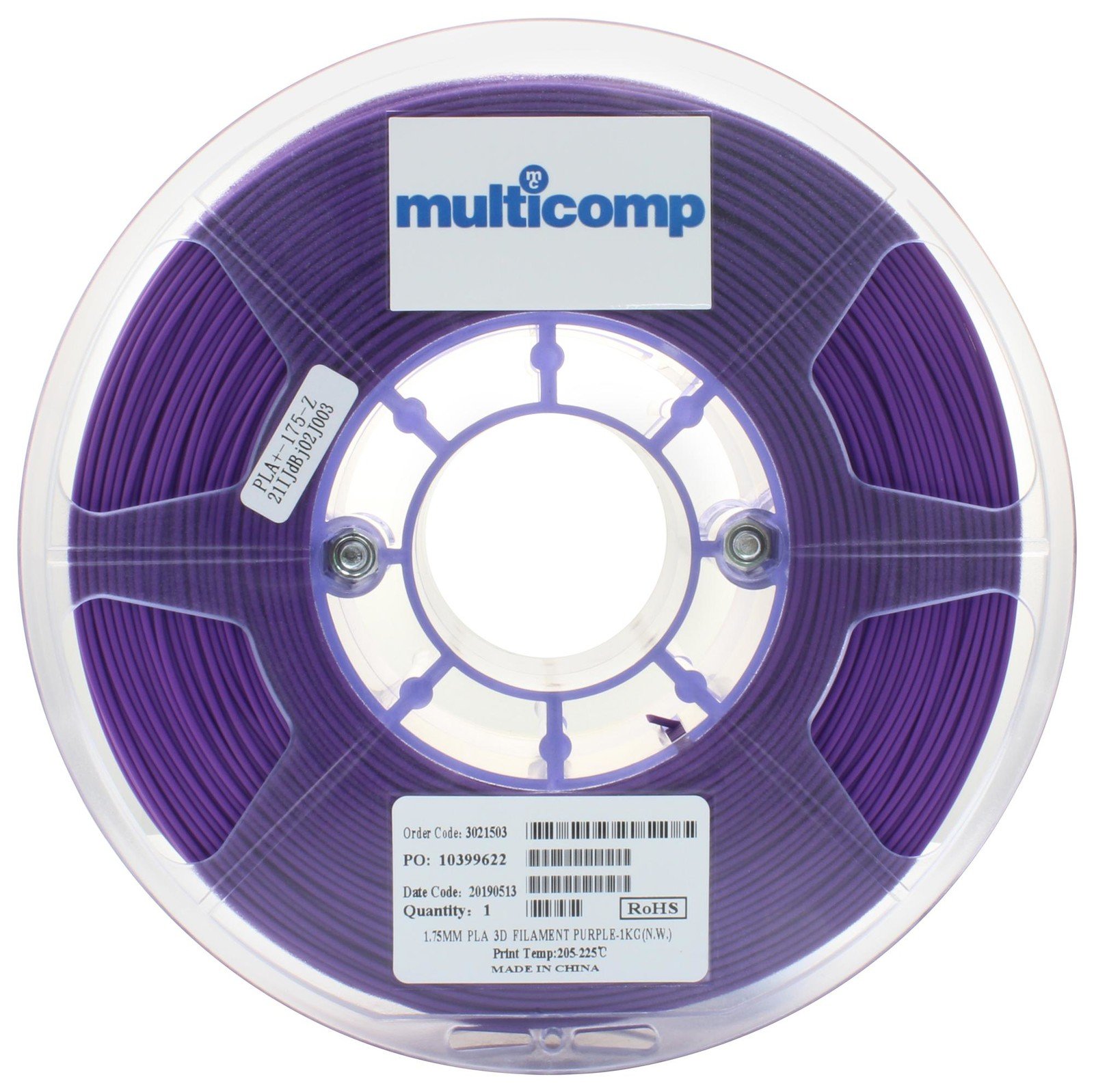 Multicomp Mc011452 3D Printer Filament, Pla, 1.75Mm, Purple