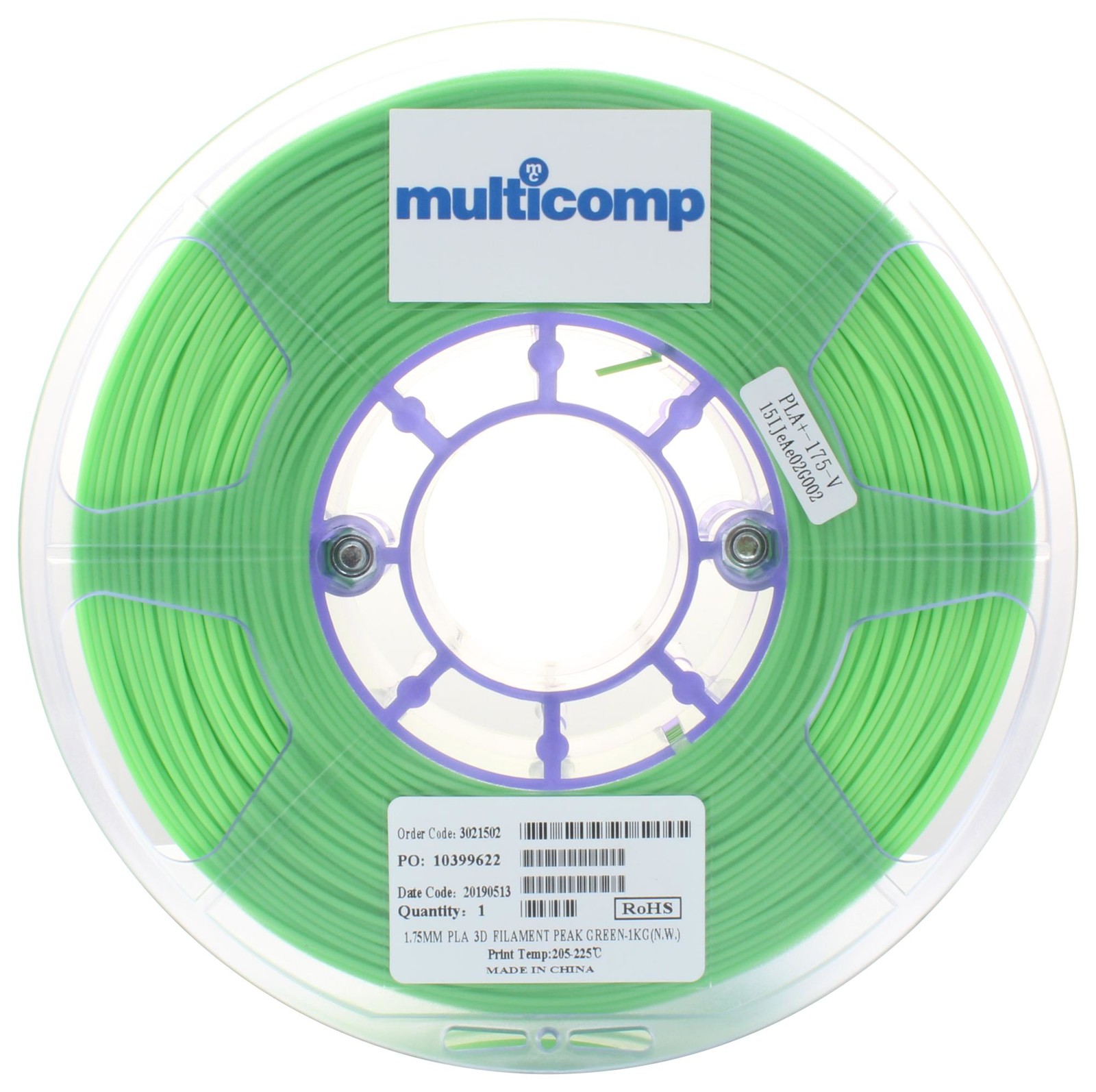 Multicomp Mc011451 3D Printer Filament, Pla, 1.75Mm, Green