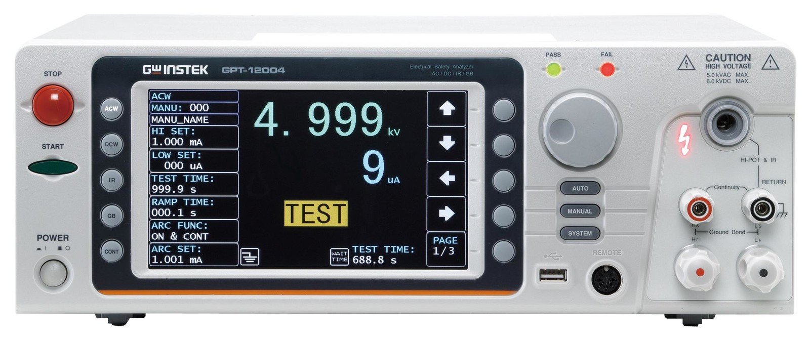 Gw Instek Gpt-12004 (Ce) Ac/dc/ir/gb Electrical Safety Analyzer