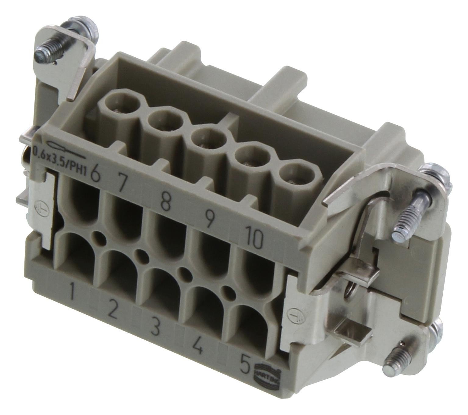 Harting 09330102701 Rectangular Han Insert, Fem, 10Way Screw
