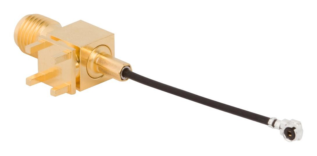 Amphenol Rf 095-902-492-050 Sma Right Angle Pcb Jack To Amc Plug On 1.13Mm Cable, 50 Mm