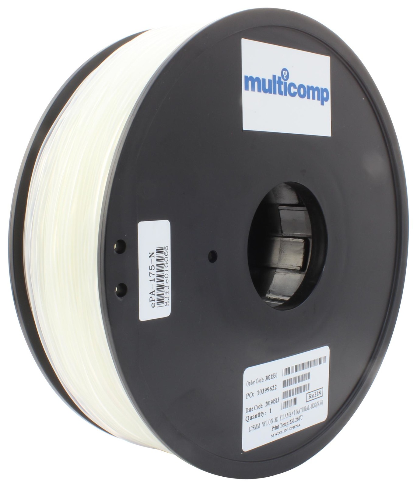 Multicomp Mc011476 3D Printer Filament, Nylon, 1.75Mm, Nat