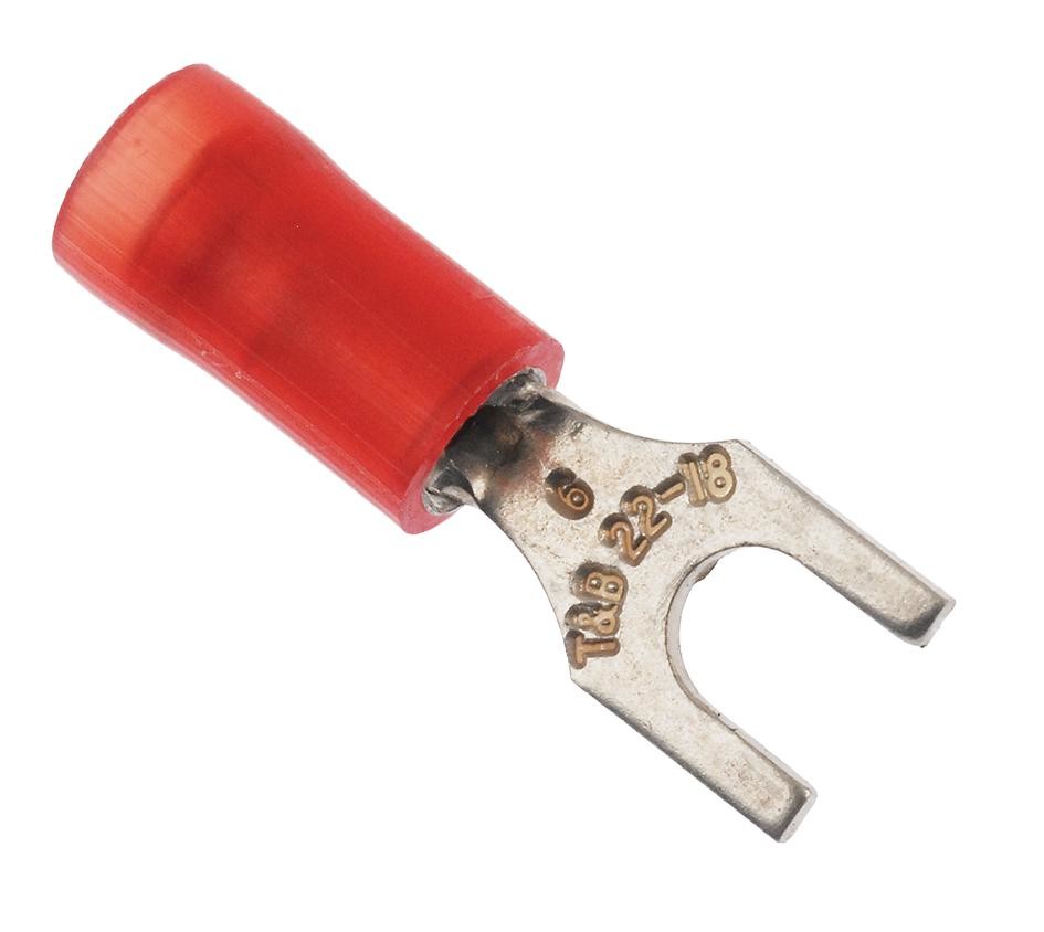 Abb - Thomas & Betts Ra18-6F Terminal, Spade/fork, #6, Crimp, Red