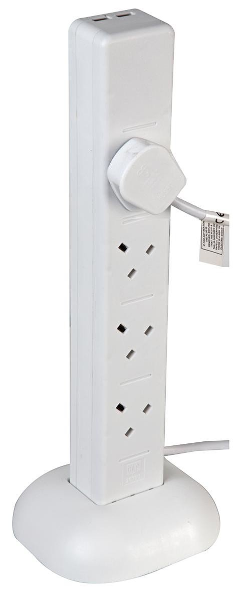 Pro Elec Pel00138 Extension Tower 8 Gang Wht Usb 5M