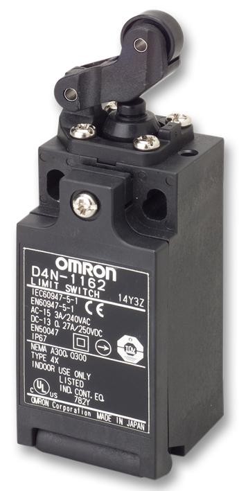 Omron D4N-1162 Limit Switch, 1Way, Roller Arm