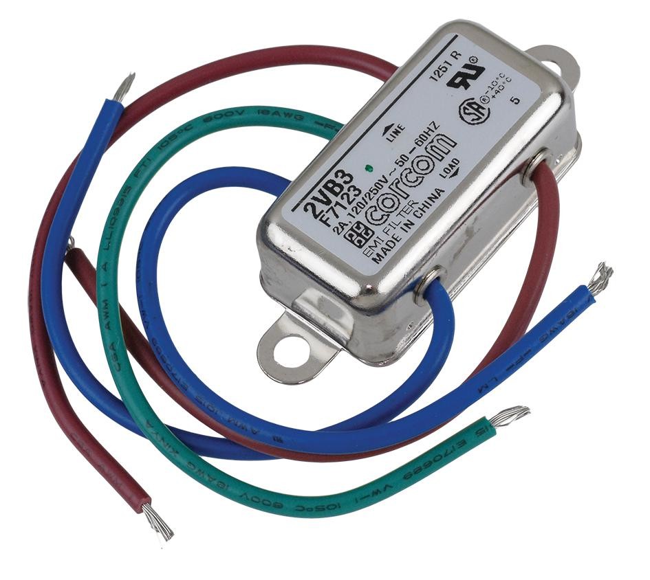 Corcom - Te Connectivity 2Vb3 Power Line Filter, 1Phase, 2A, Wire Lead