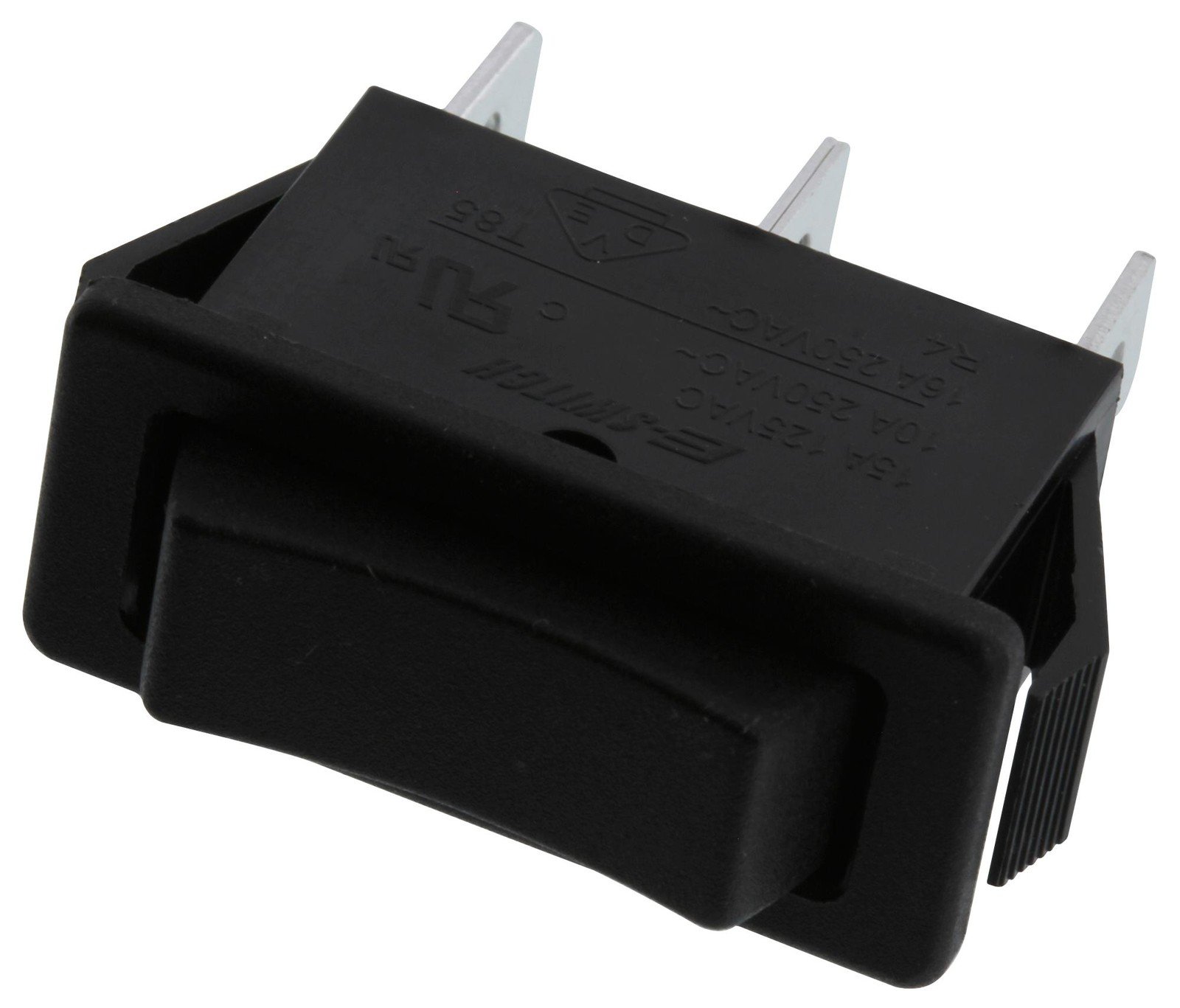 E-Switch R4Gblkblkef0 Rocker Switch, Spdt, 15A, 125Vac, Black