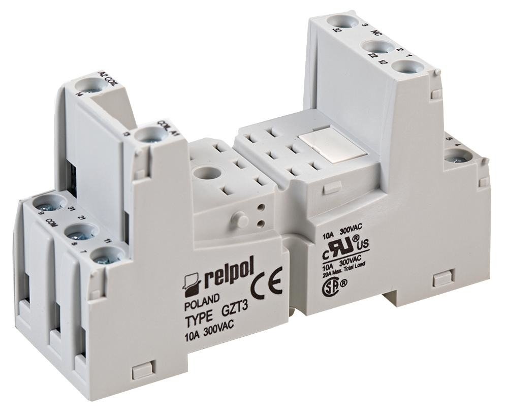 Relpol Gzt3-Grey 11-Pin Industrial Relay Base, Grey