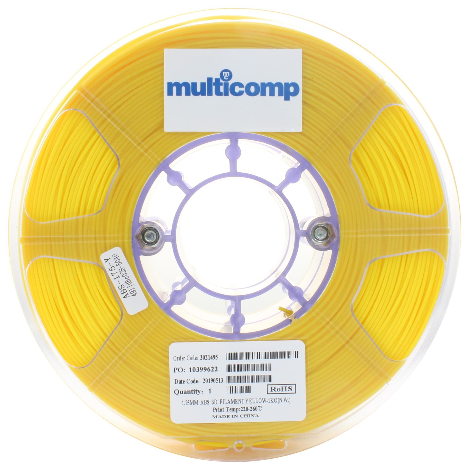 Multicomp Mc011444 3D Printer Filament, Abs, 1.75Mm, Yellow