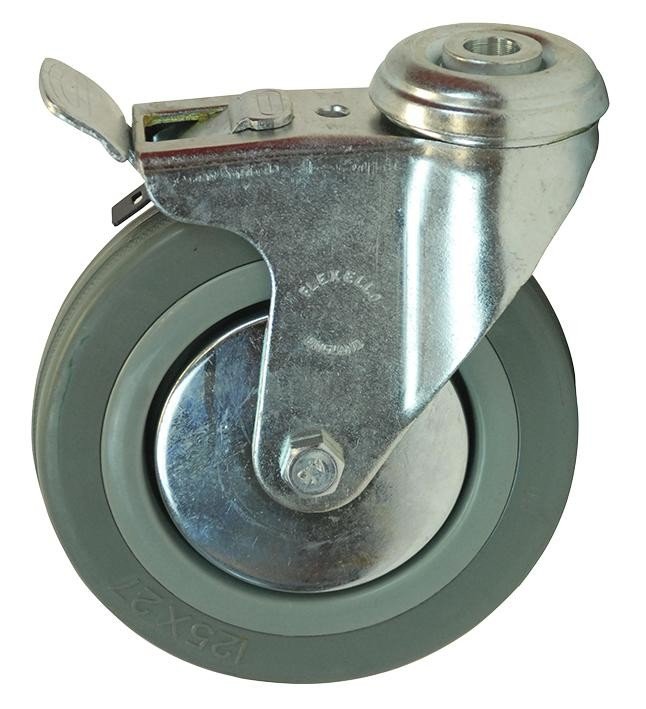 Keystone 32125Rtbhbr Swivel Braked Rubber Castor 125Mm