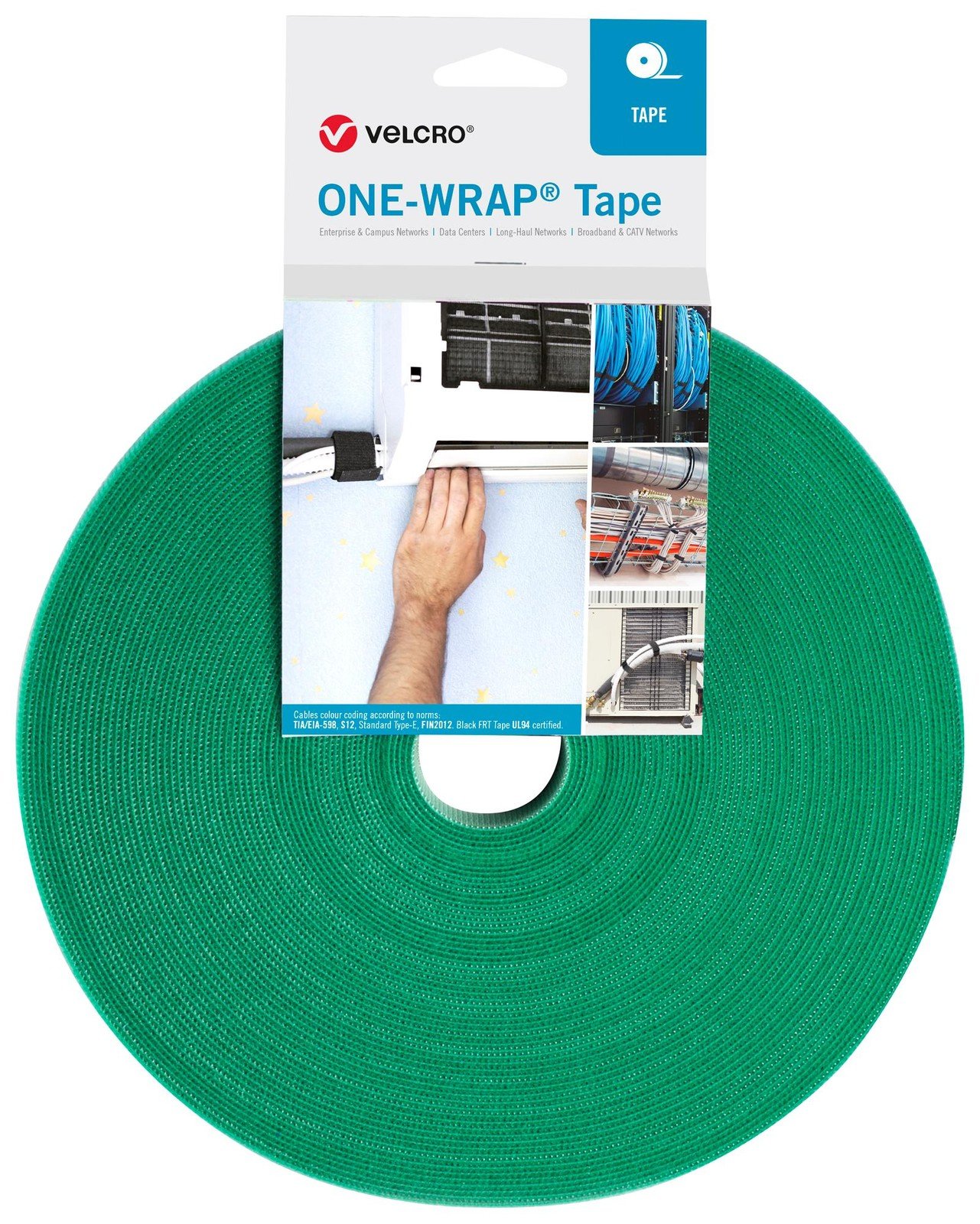 Velcro Vel-Ow64106 Tape, Pp, 10Mm X 25M, Green