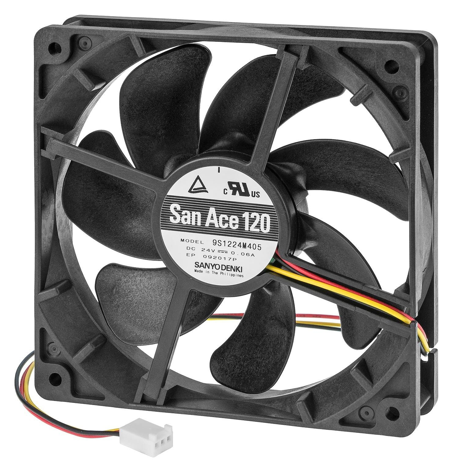 Sanyo Denki 9S1224M405 Axial Fan, 120Mm, 24Vdc, 58.6Cfm, 24Dba