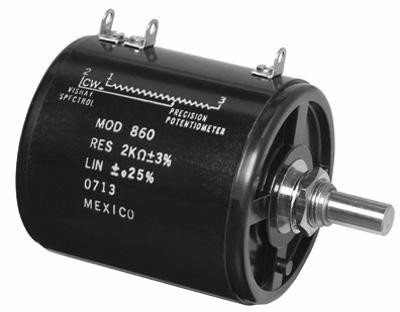 Vishay 860-11201 Wirewound Potentiometer, 200 Ohm, 0.01, 8W