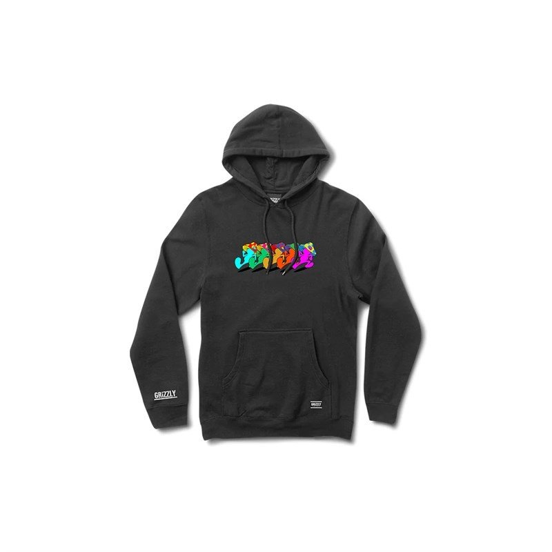 mikina GRIZZLY - Kicking Back Pullover Hoodie (BLK)