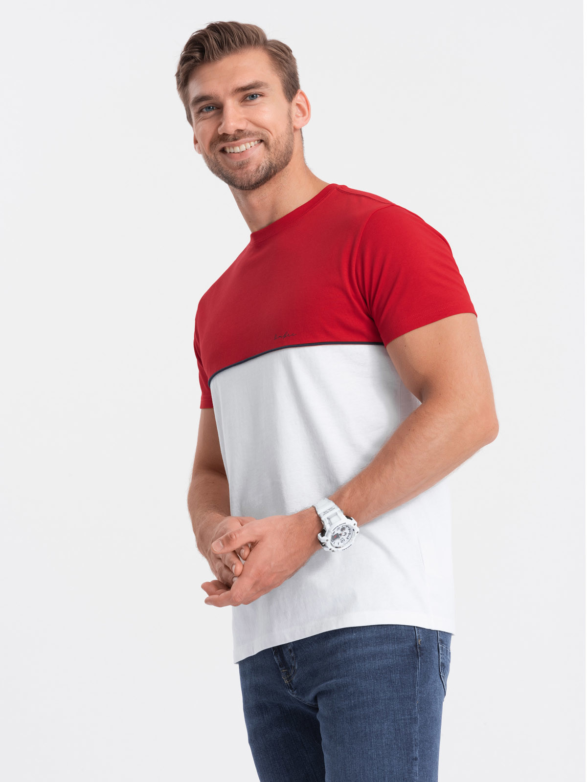 Men's two-tone cotton T-shirt V6 S1619