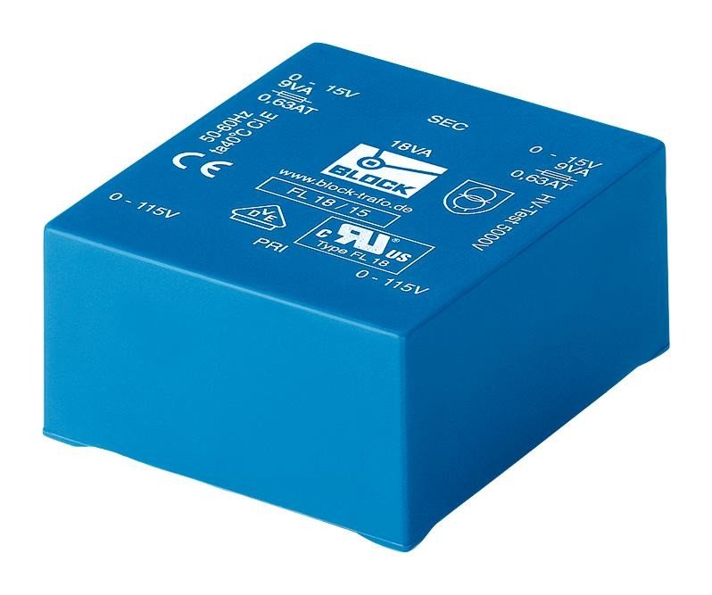 Block Fl6/18 Transformer, 6Va, 2 X 18V