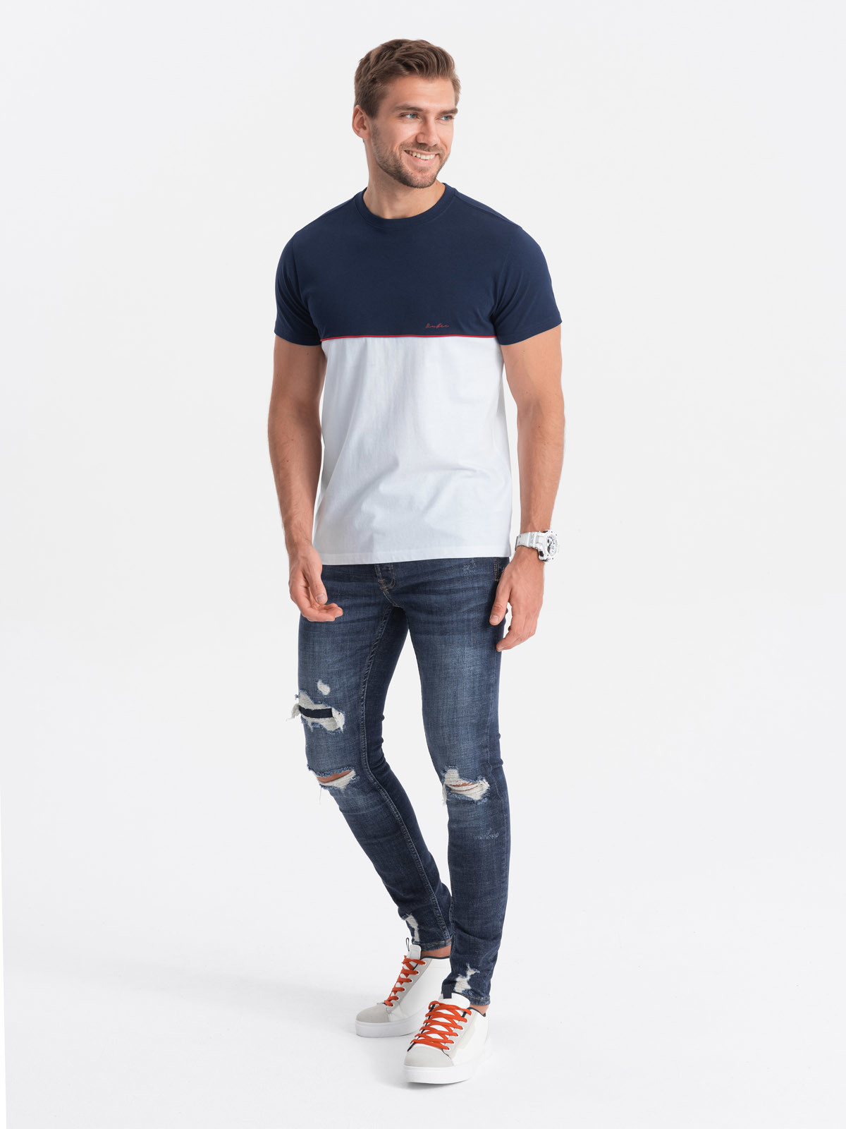 Men's two-tone cotton t-shirt V7 S1619