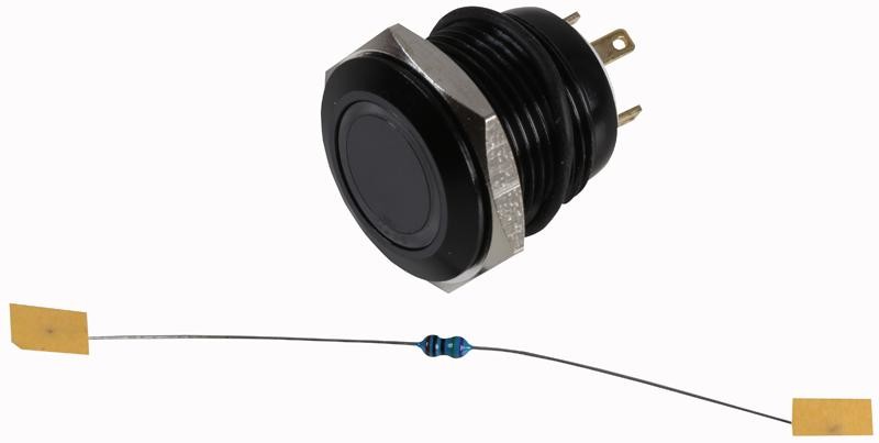 Rjs Electronics Rjs1N1-16L-F-R-B-Blk-12V-67J Switch, A-V, Black, 16Mm, 12V, Blue Led