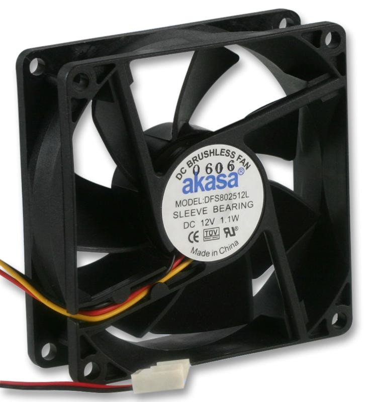 Akasa Dfs802512L Fan, Pc Case, 8Cm, 3 Pin, Sleeve, Akasa