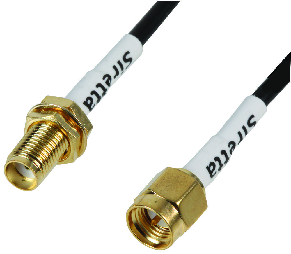 Siretta Asma020X174S11 200Mm Rg174 Cable, Sma M / F Bulkhead