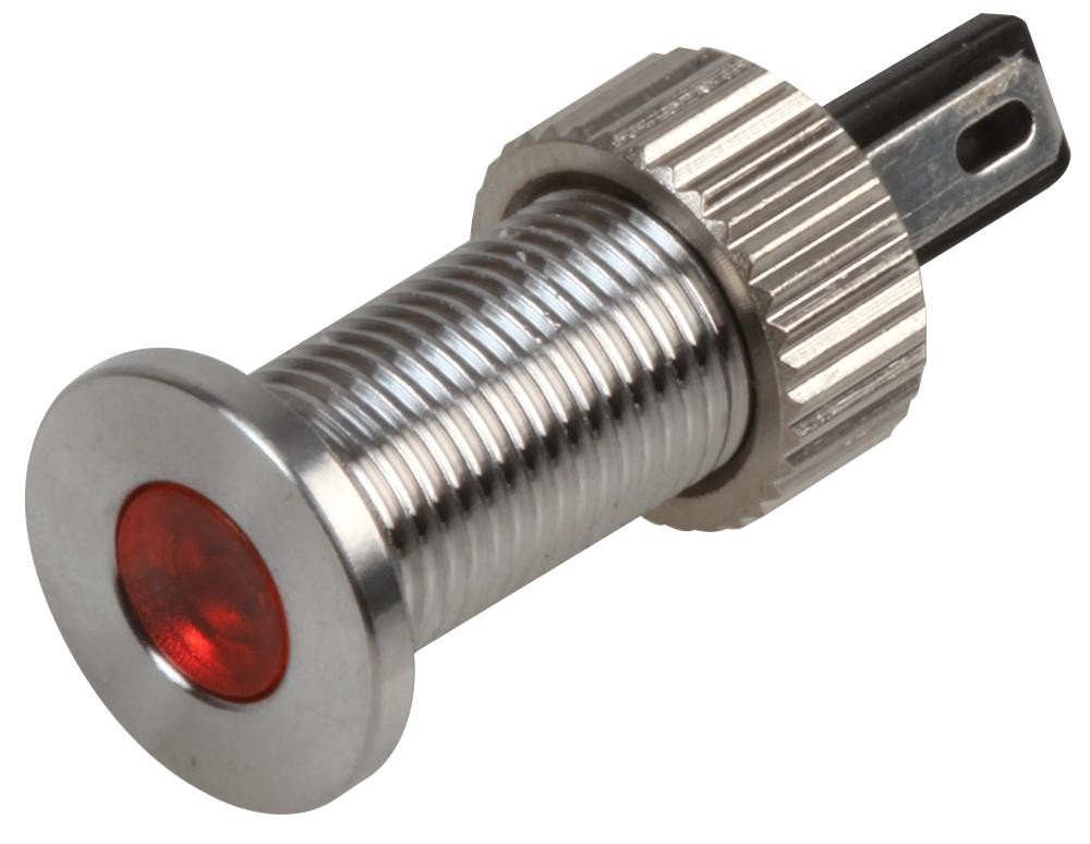 Rjs Electronics Rjs01-8I-170P-R-Bs-12V-67J Led Indicator, 8Mm Flat Red 12V Br/steel