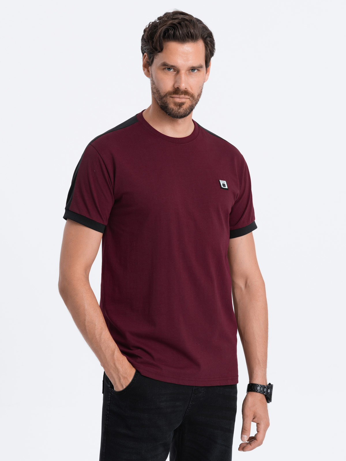 Men's cotton t-shirt with contrasting inserts V2 S1632
