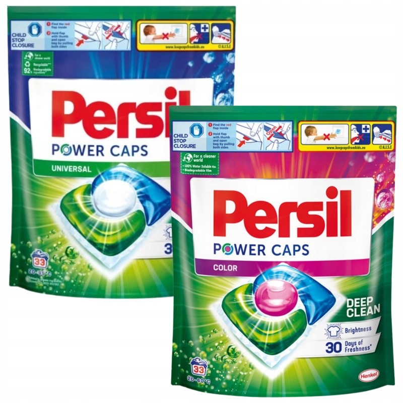 Persil Power Caps Color Kapsle na praní barevných tkanin 2 x 33 kusů