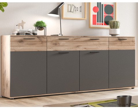 Široká komoda se zásuvkou Mason, dub/šedá