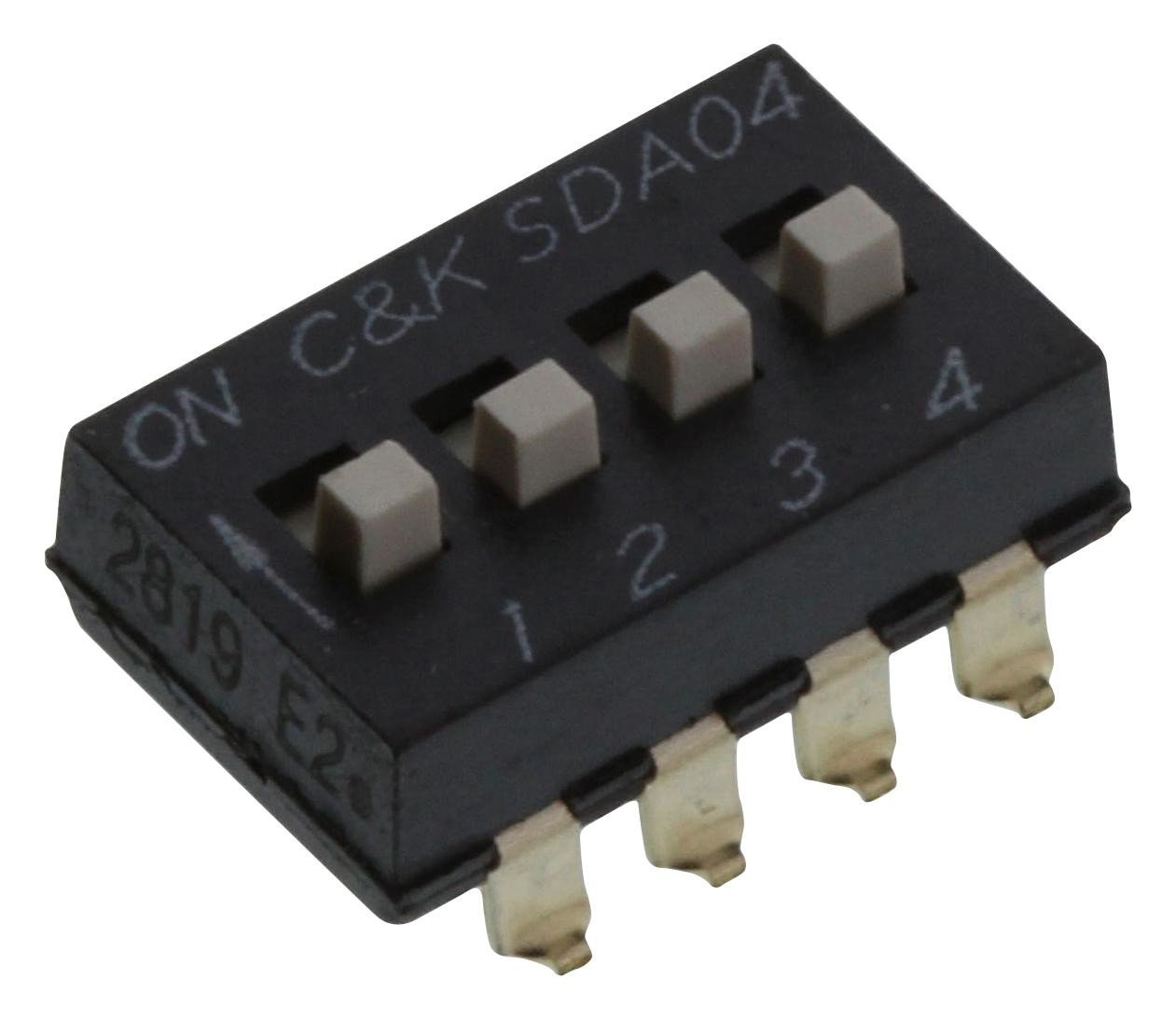 C&k Components Sda04H1Sbd Dip Switch, Spst, 0.1A, 5V, Smd