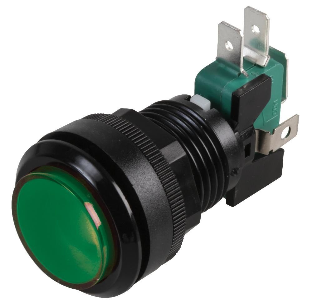 Rjs Electronics Rjs-Gme1-G-12V-D Switch, Illum, Mom, 12V, 23.8Mm, Green