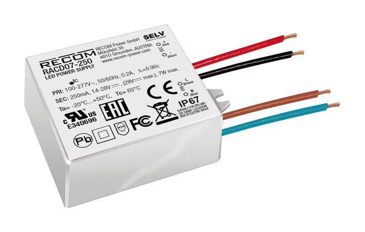 Recom Power Racd07-500 Led Driver, Ac-Dc, Cc Mode, 7W