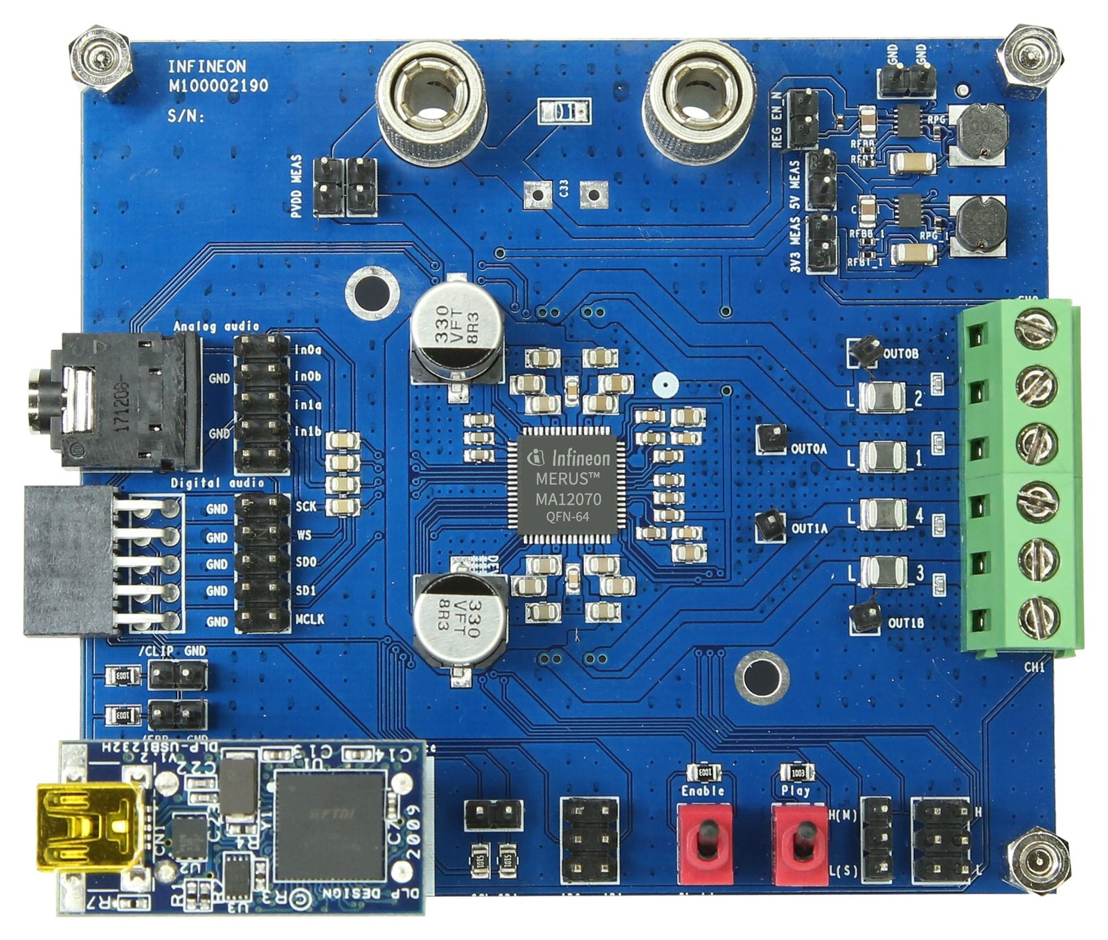Infineon Evalaudioma12070Tobo1 Eval Board, Class D Audio Pwr Amplifier